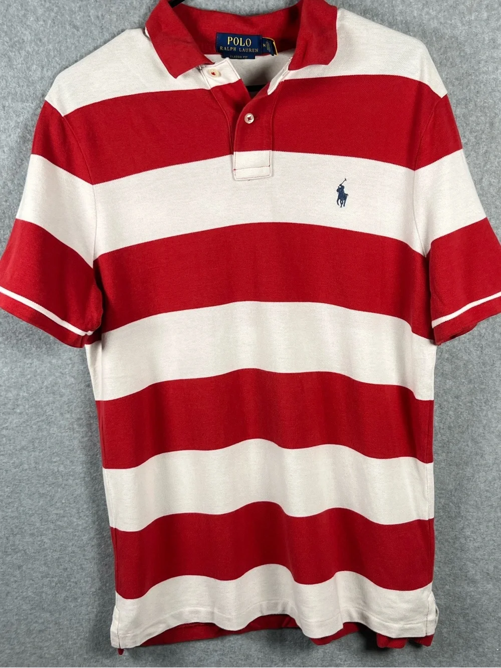 Ralph Lauren Red and White Striped Polo Shirt